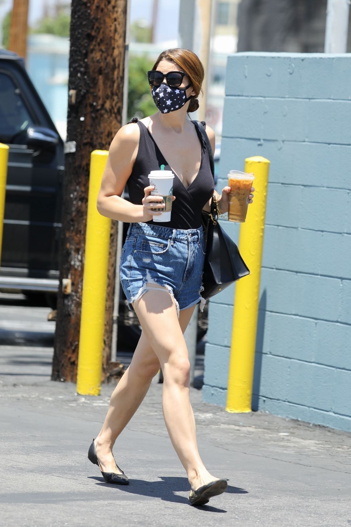 Ashley Greene in Denim Shorts Out in Los Angeles 2020/06/13