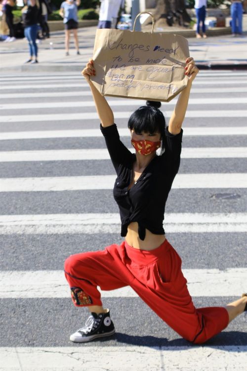 Bai Ling at Black Lives Matter Protest in Studio City 2020/06/03 3