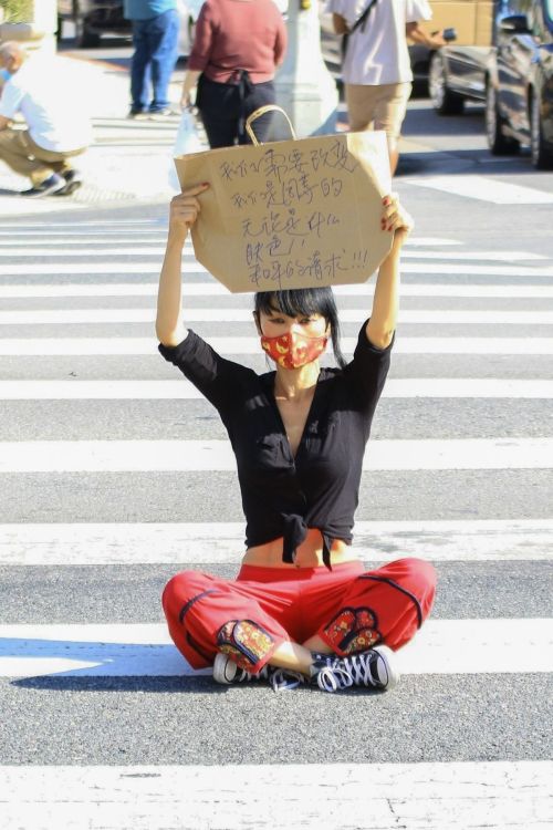 Bai Ling at Black Lives Matter Protest in Studio City 2020/06/03 9