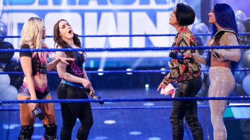 Bayley, Sasha Banks, Alexa Bliss and Nikki Cross at WWE Smackdown in Orlando 2020/06/12