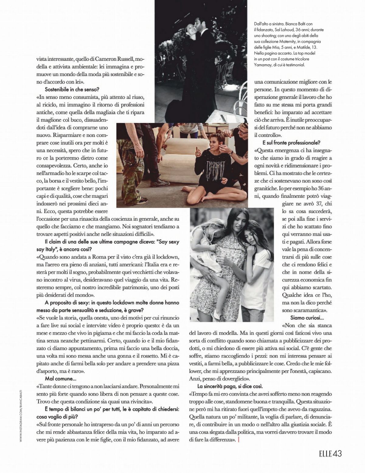 Bianca Balti Photoshoot in Elle Magazine, Italy June 2020 Issue