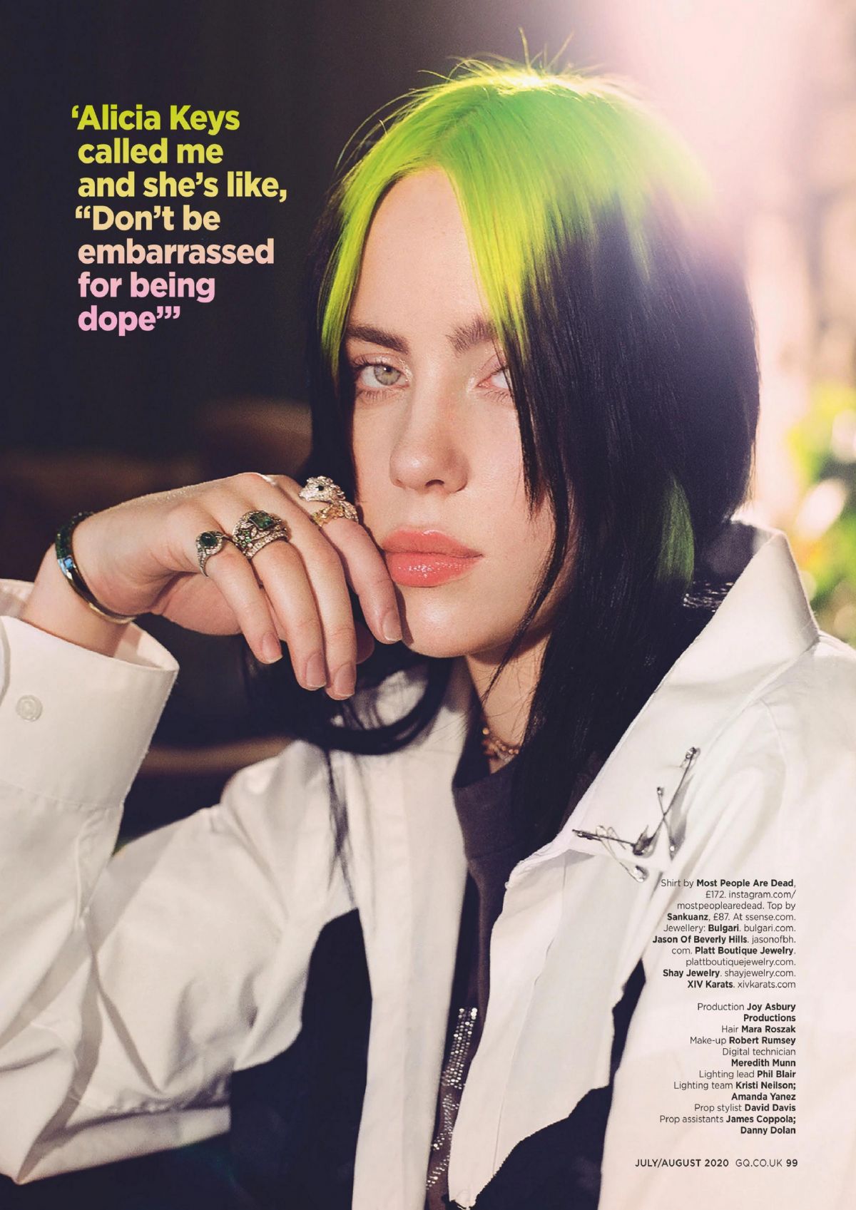 Billie Eilish in GQ Magazine, UK July 2020 Issue