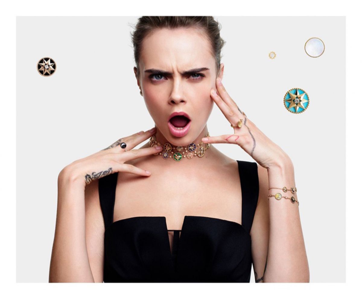 Cara Delevingne for Rose de Vents Jewelry Collection Campaign for Dior 2020