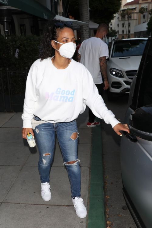 Christina Milian Wearing a Mask at Madeo Restaurant in Beverly Hills 2020/06/17