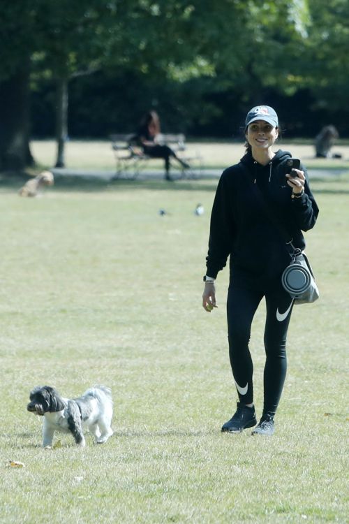 Christine Lampard Out with her Dog at a Park in London 06/09/2020