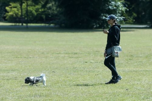 Christine Lampard Out with her Dog at a Park in London 06/09/2020