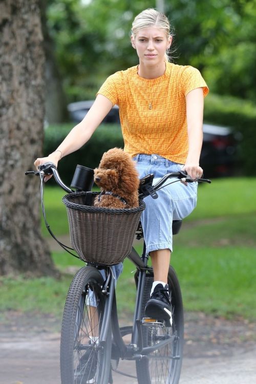 Devon Windsor Out Riding a Bike with Her Dog in Miami 2020/06/06 3