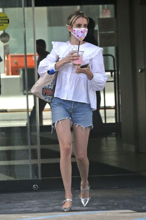 Emma Roberts in Denim Shorts Out in Los Angeles 2020/06/12 10