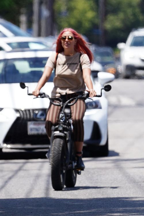 Emma Slater Riding a Bike Out in Studio City 2020/06/12 2