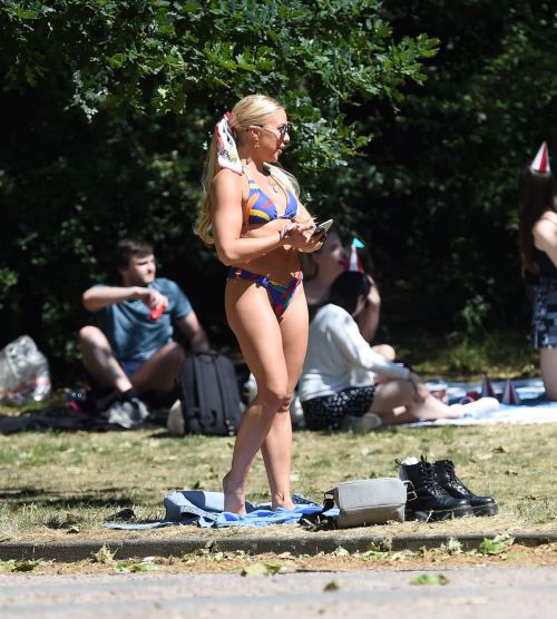 Gabby Allen in Bikini Sunbathing at a Park in London 2020/06/01
