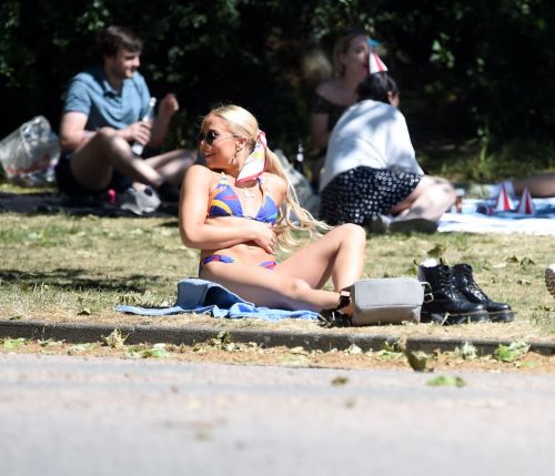 Gabby Allen in Bikini Sunbathing at a Park in London 2020/06/01