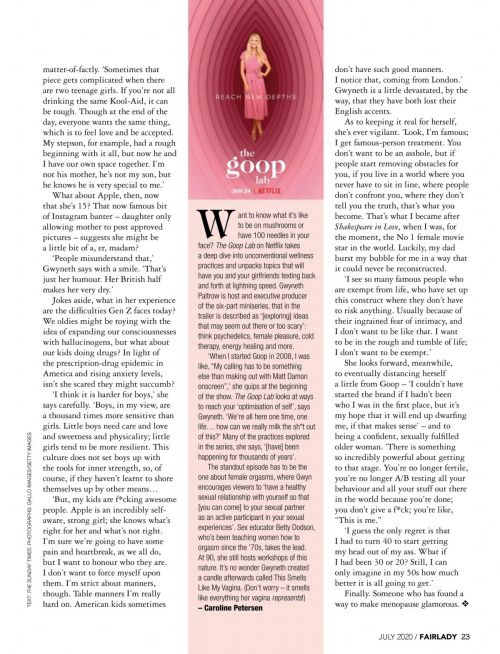Gwyneth Paltrow in Fairlady Magazine, July 2020 Issue