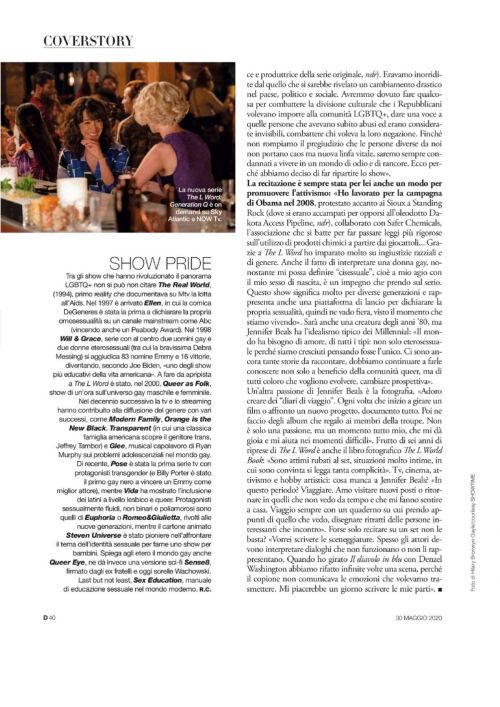 Jennifer Beals in D la Repubblica Magazine, May 2020 Issue