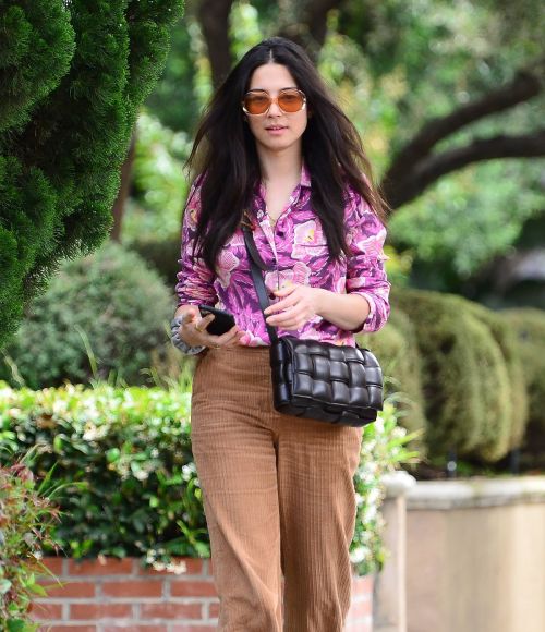 Jessica Gomes in Floral Purple Shirt Out and About in Los Angeles 2020/06/02