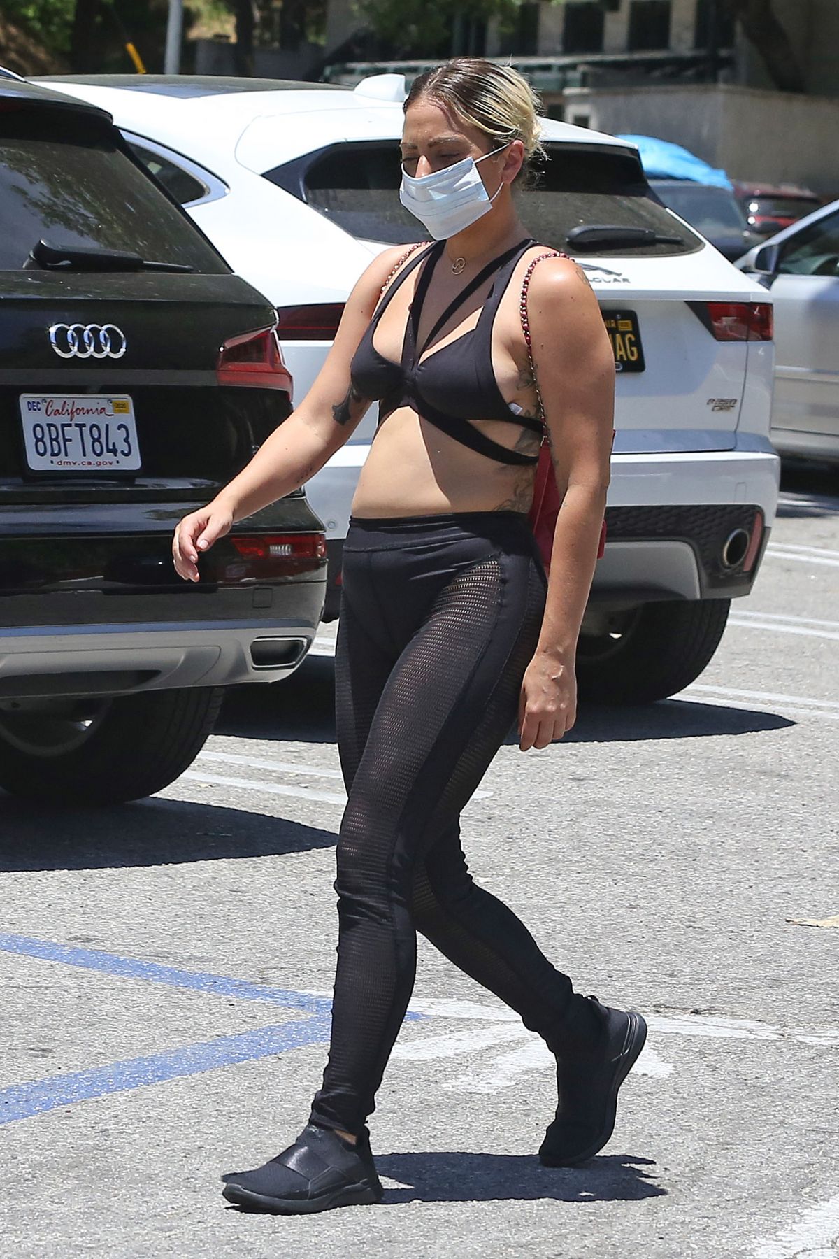Lady Gaga in a Bikini Top Out for Coffee in Hollywood 2020/05/30
