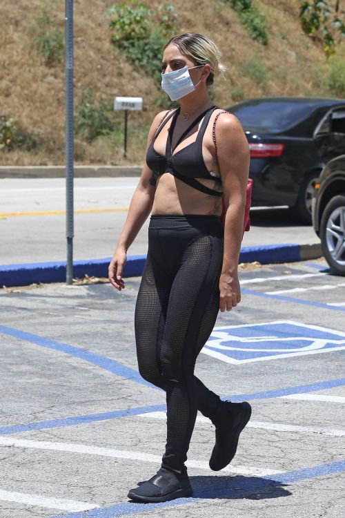 Lady Gaga in a Bikini Top Out for Coffee in Hollywood 2020/05/30 1