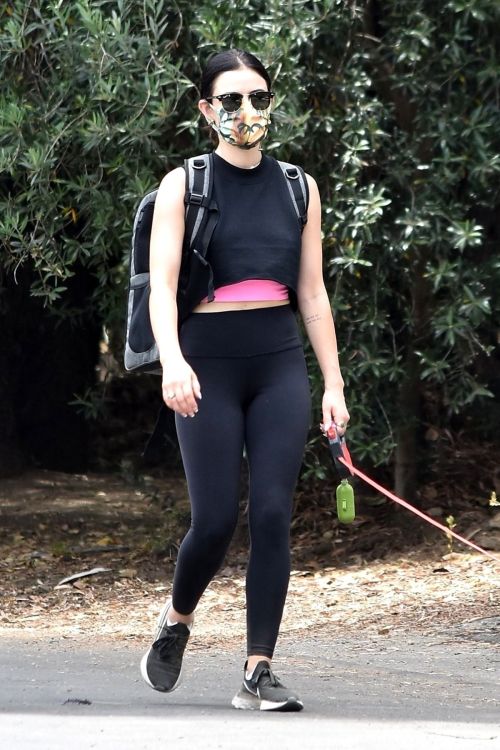 Lucy Hale seen in Black Tights Out Hiking in Studio City 06/02/2020 11