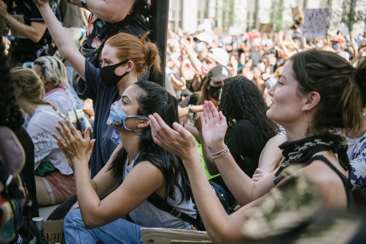 Madelaine Petsch and Camila Mendes at Black Lives Matter Protest in Los Angeles 2020/06/03