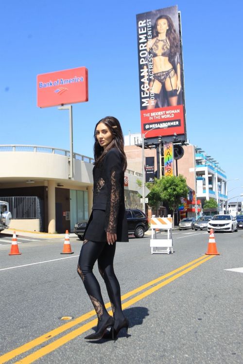 Megan Pormer in Front of Her Billboard on Sunset Blvd in Hollywood 2020/06/04