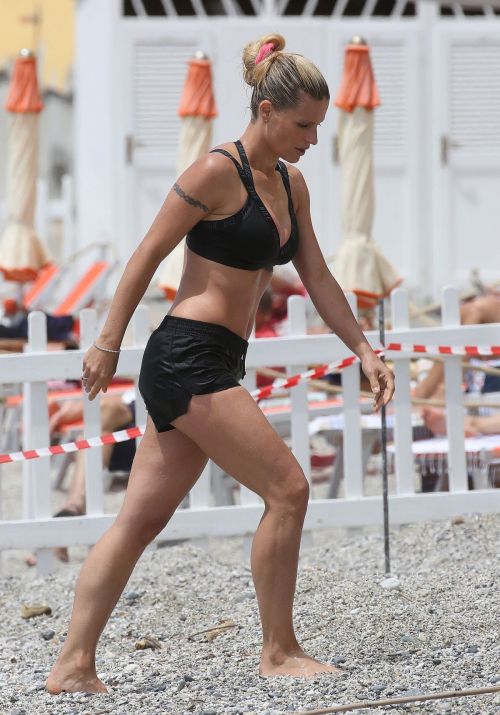Michelle Hunziker in Bikini Top and Shorts at a Beach in Varigotti 2020/06/06 2