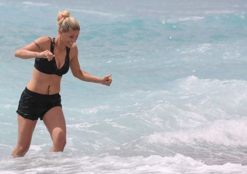 Michelle Hunziker in Bikini Top and Shorts at a Beach in Varigotti 2020/06/06 3