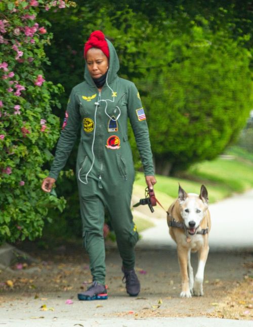 Regina King Out with Her Dog in Los Angeles 2020/06/05