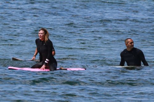 Robin Wright Surfing at a Beach in Malibu 2020/06/12