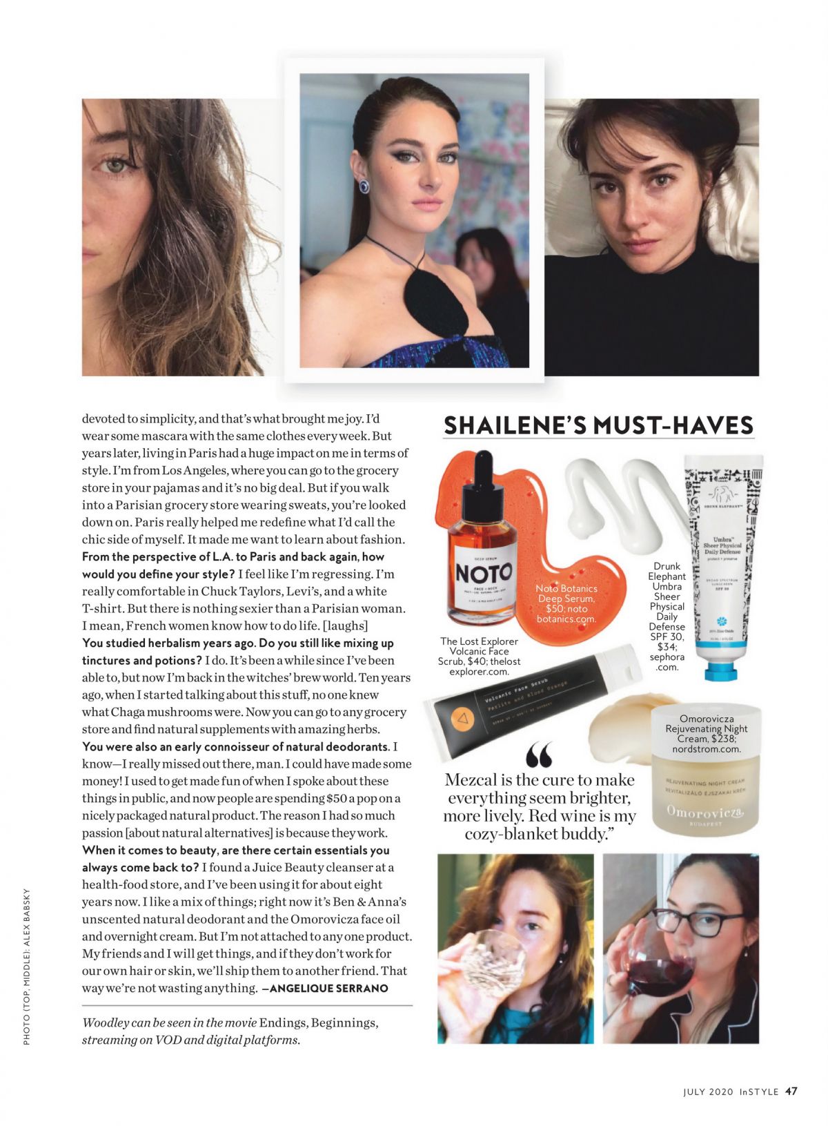 Shailene Woodley in Instyle Magazine, July 2020