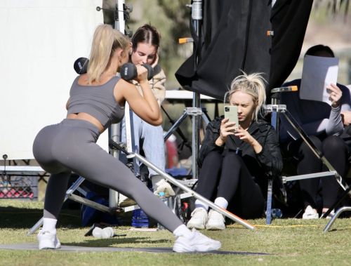 Tammy Hembrow Filming Her Fitness App at Mermaid Beach at Gold Coast 2020/06/04 3
