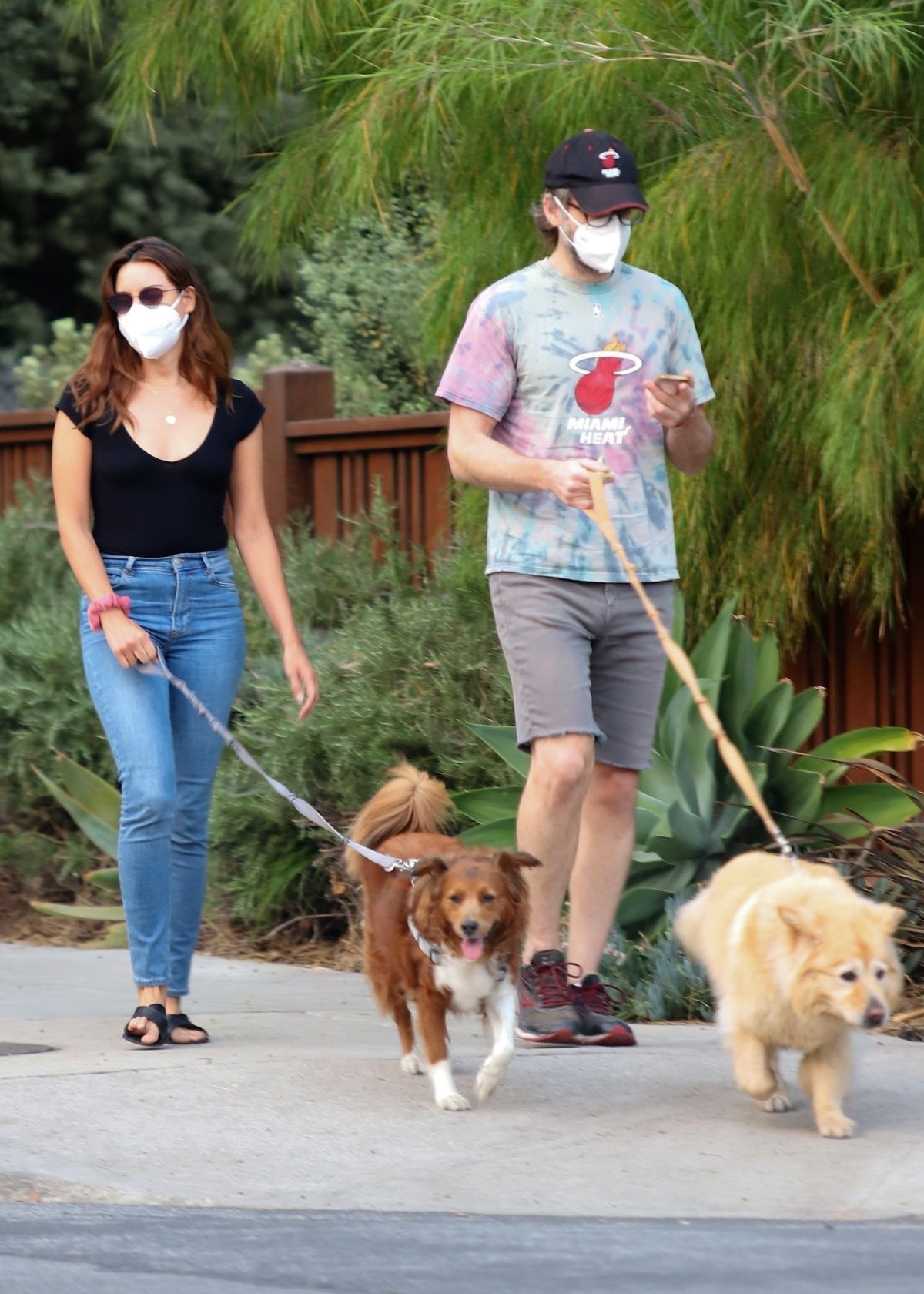 Aubrey Plaza and Jeff Baena Out with Her Dogs in Los Angeles 2020/07/19