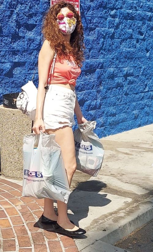 Blanca Blanco in Denim Shorts Out Shopping in Los Angeles 2020/09/20
