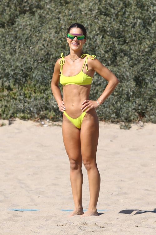 Camila Coelho in a Yellow Bikini at a Beach in Santa Monica 2020/09/19