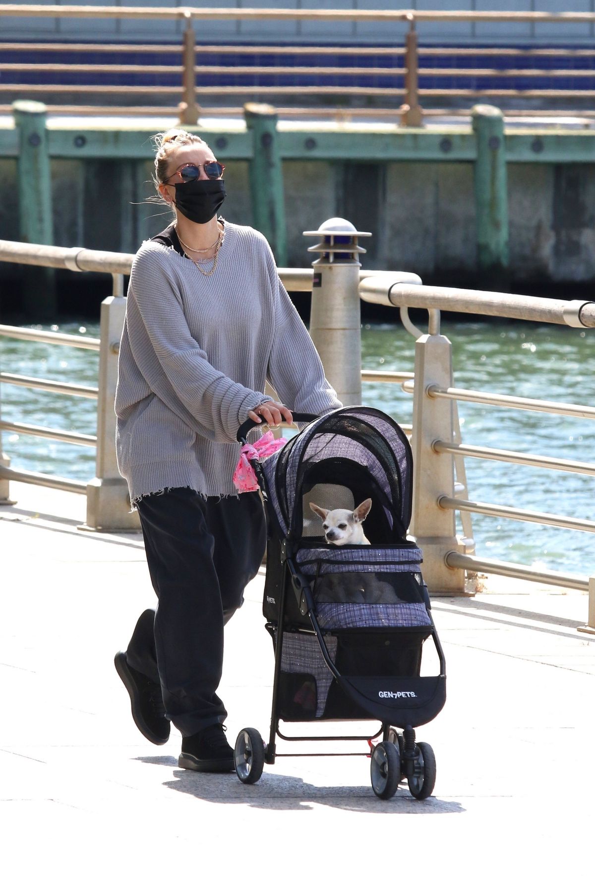 Kaley Cuoco Out with Her Dog at Manhattan