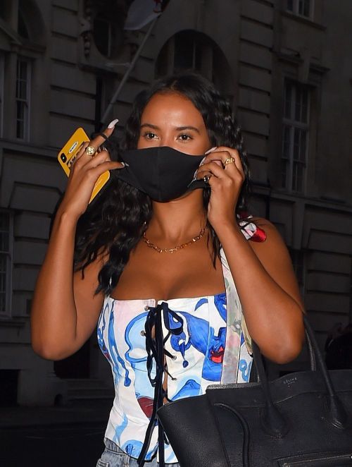 Maya Jama Night Out in London 2020/09/17