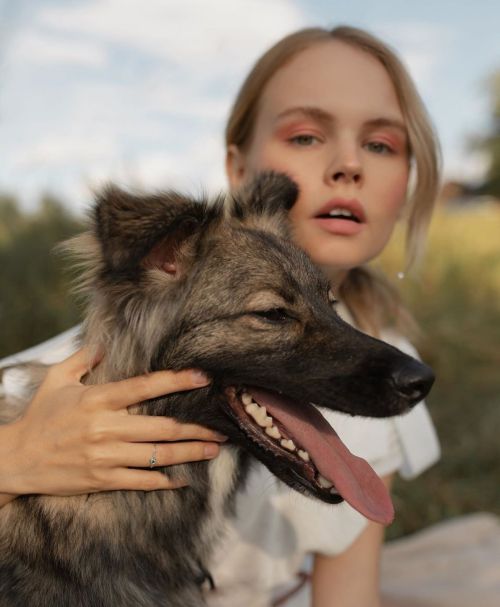Anastasiya Shcheglova Photoshoot with Dog for Fashion Dobro 2020 Issue