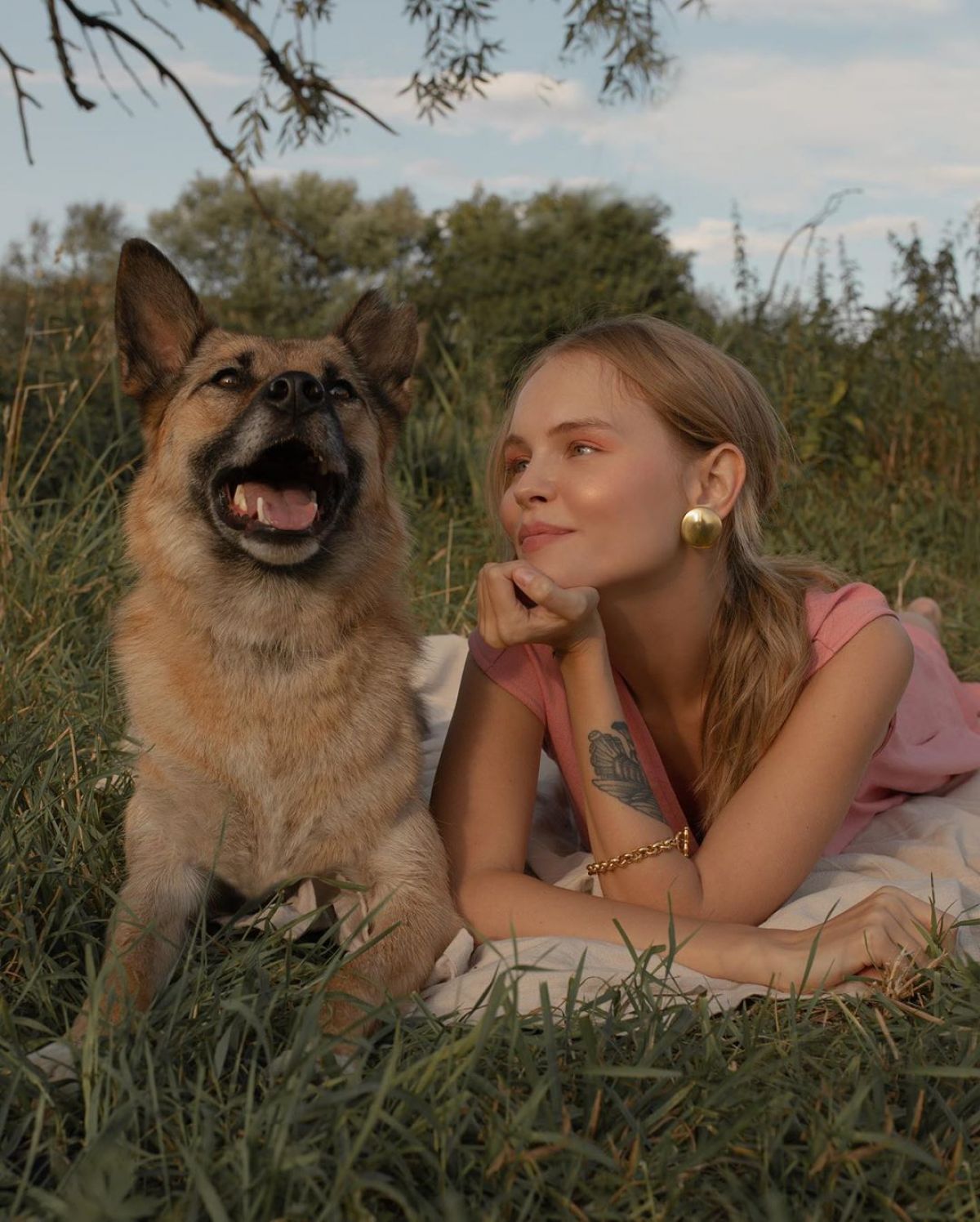 Anastasiya Shcheglova with Dog Photoshoot for Fashion Dobro 2020 Issue