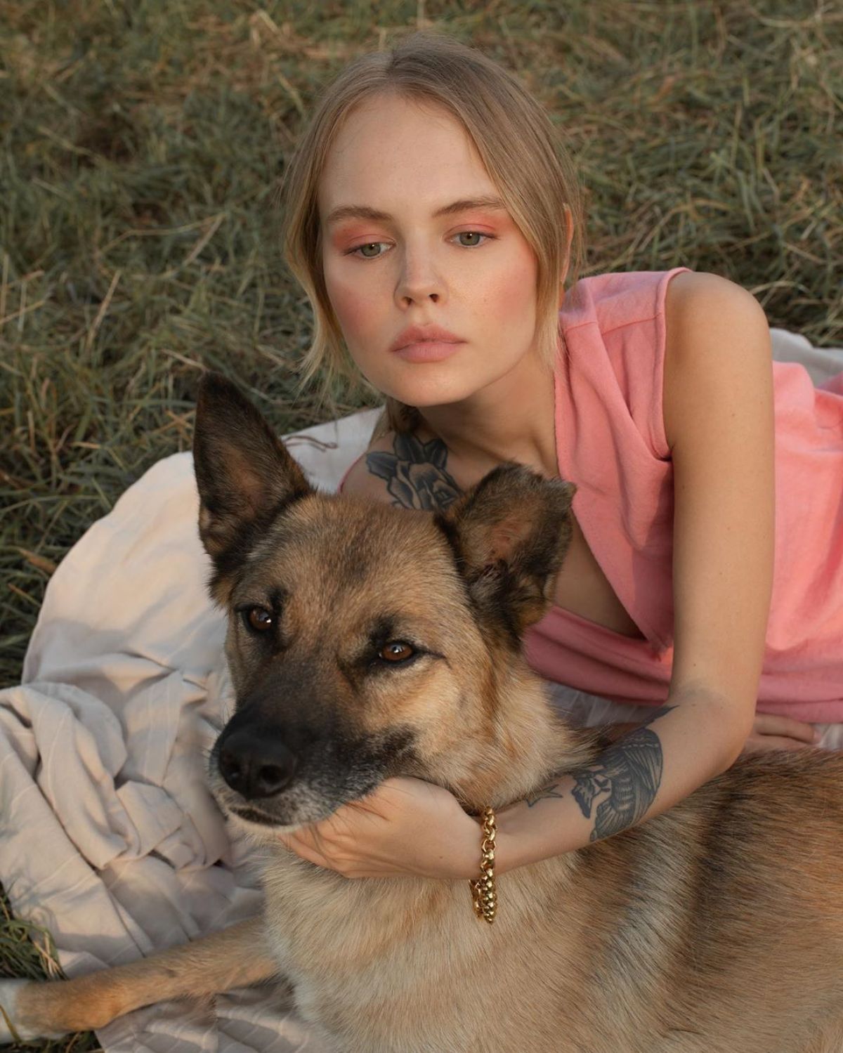 Anastasiya Shcheglova with Dog Photoshoot for Fashion Dobro 2020 Issue 1