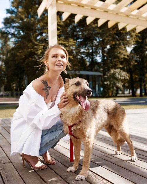 Anastasiya Shcheglova with Dog Photoshoot for Fashion Dobro 2020 Issue 2