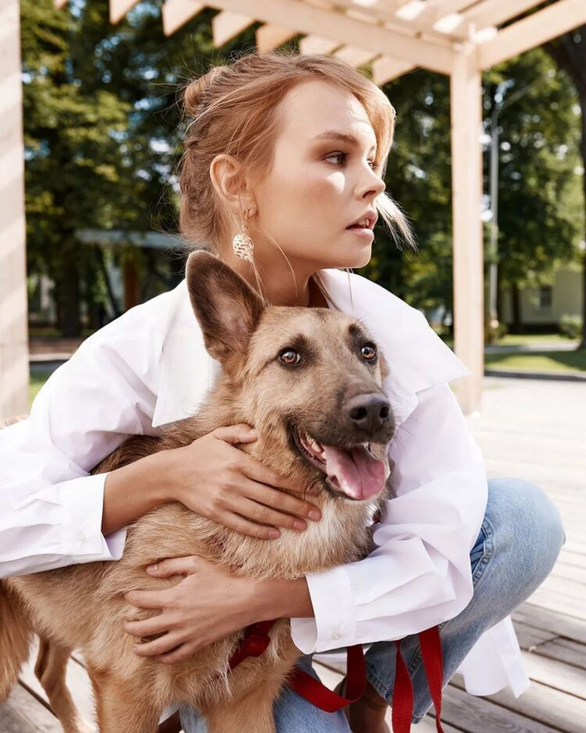 Anastasiya Shcheglova with Dog Photoshoot for Fashion Dobro 2020 Issue 3