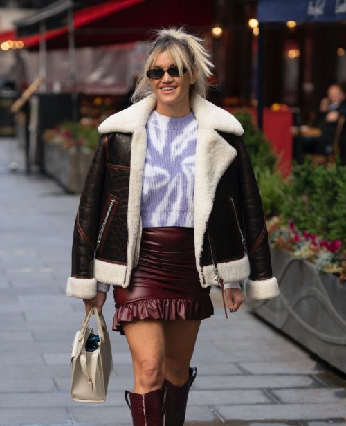 Ashley Roberts in a Mini Skirt and High Knee Boots Leaves Heart Radio in London 2020/10/26