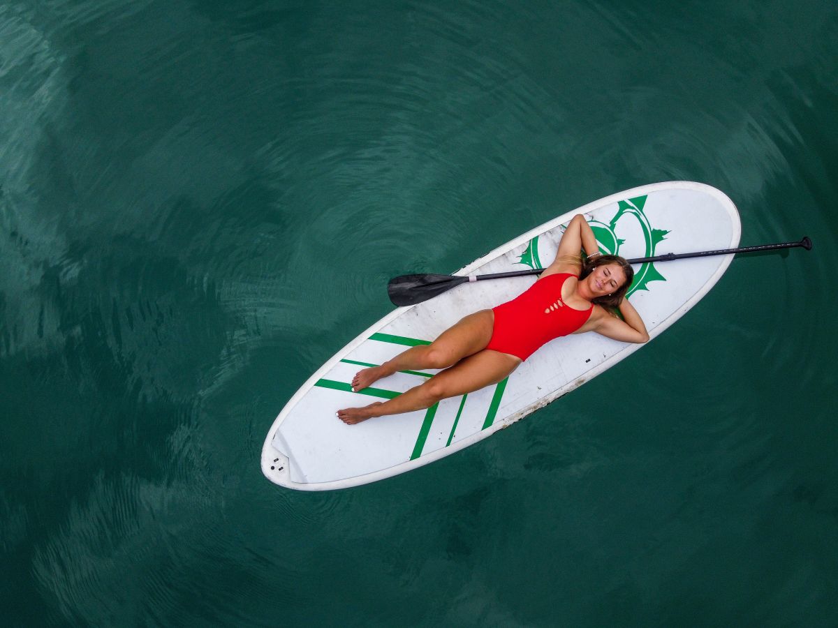 Corinne Suter in a Red Swimsuit at a Photoshoot, August 2020