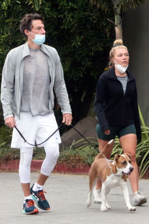 Florence Pugh and Zach Braff Out with Their Dog in Los Angeles 2020/10/23 1