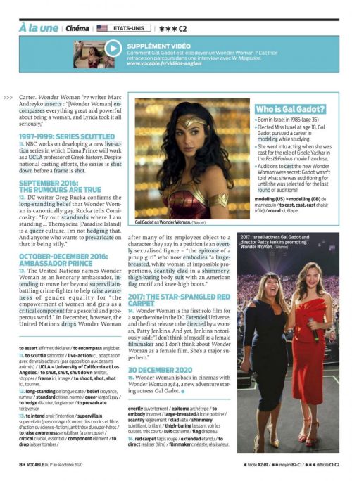 Gal Gadot in Vocable Anglais Magazine, October 2020