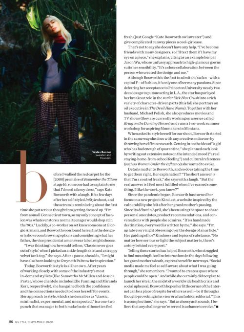 Kate Bosworth in Instyle Magazine, November 2020 Issue