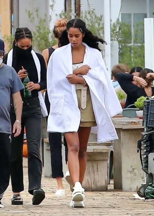 Laura Harrier on the Set of Her New Movie at Malibu Pier in Los Angeles 2020/10/26