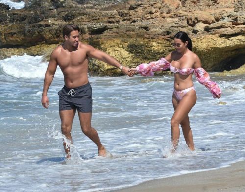 Yazmin Oukhellou in Bikini and James Lock at a Beach in Cyprus 2020/10/24