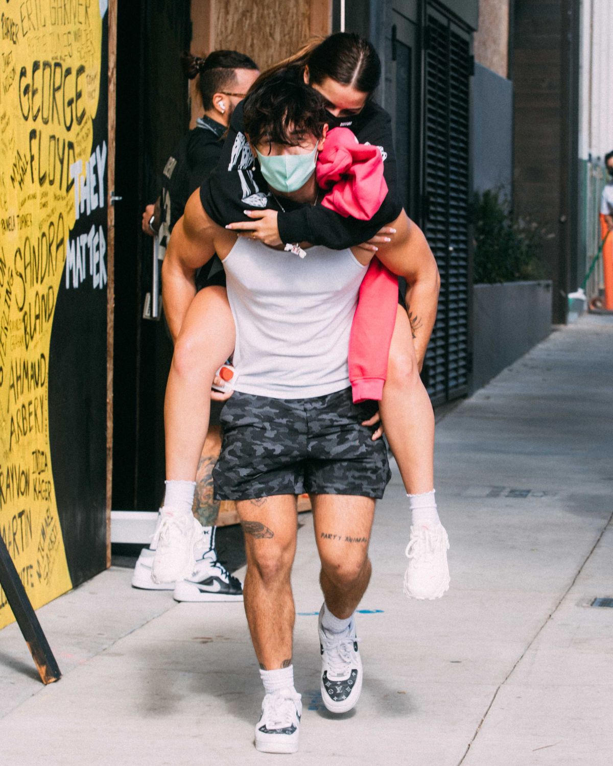 Addison Rae Gets Piggy Back Ride from Bryce Hall Out in Los Angeles 2020/11/12