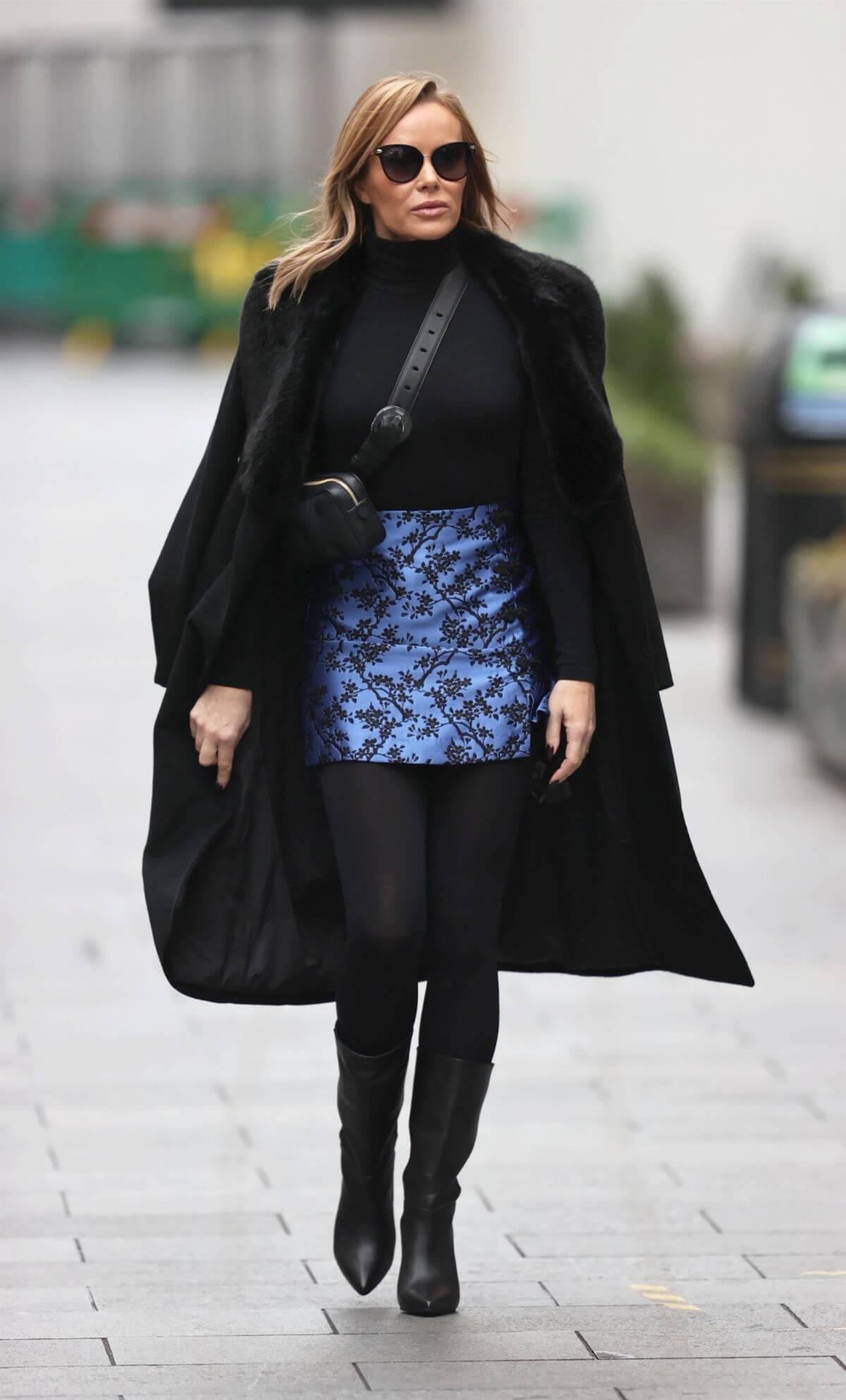 Amanda Holden Black Winter Chic Style arrives at Heart Radio in London 11/28/2020