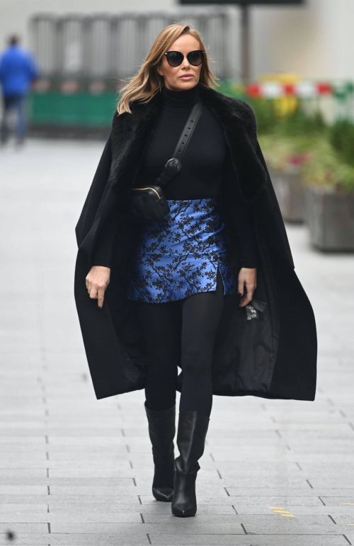 Amanda Holden Black Winter Chic Style arrives at Heart Radio in London 11/28/2020