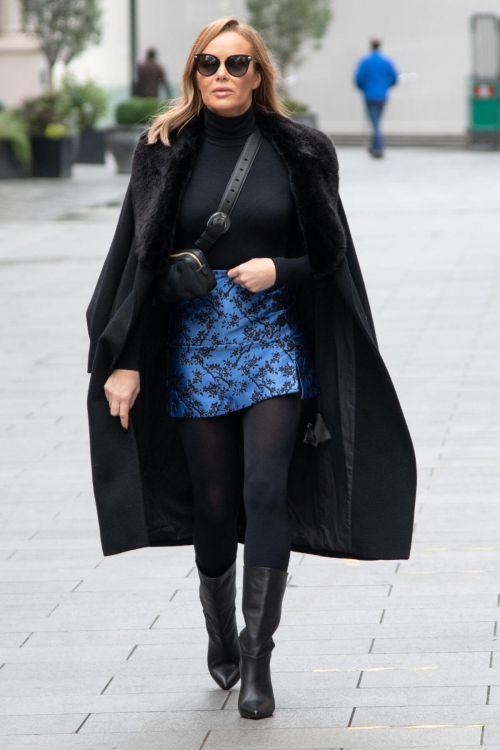Amanda Holden Black Winter Chic Style arrives at Heart Radio in London 11/28/2020